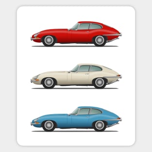 Jaguar E Type Fixed Head Coupe Red White And Blue Magnet